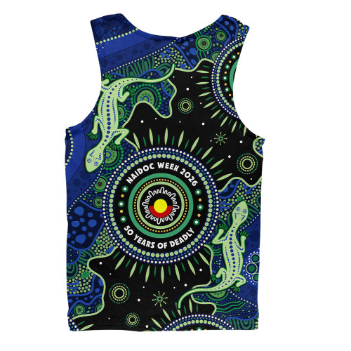 Indigenous Australian Aboriginal Men Singlet Sacred Tracks Of Lizard Naidoc Spirit