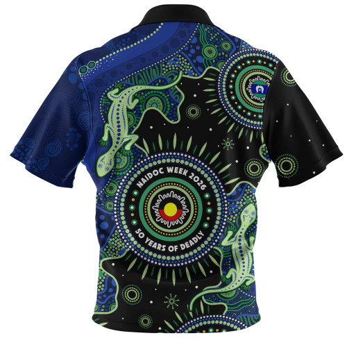 Indigenous Australian Aboriginal Zip Polo Shirt Sacred Tracks Of Lizard Naidoc Spirit