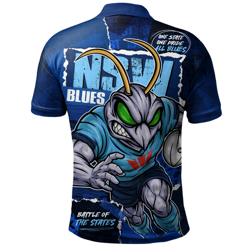 New South Wales Blues Polo Shirt Ripped Origin Power Unleashed