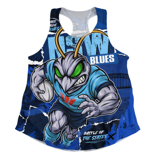 New South Wales Blues Women Racerback Singlet Ripped Origin Power Unleashed
