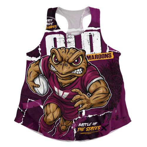 Queensland Maroons Women Racerback Singlet Ripped Origin Power Unleashed