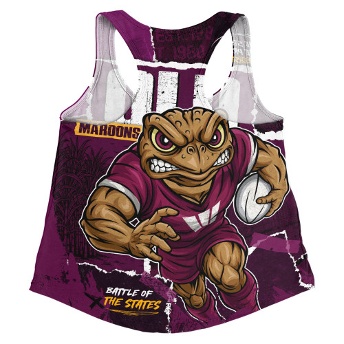 Queensland Maroons Women Racerback Singlet Ripped Origin Power Unleashed