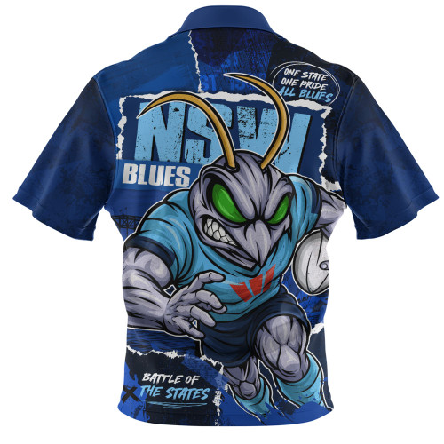 New South Wales Blues Zip Polo Shirt Ripped Origin Power Unleashed