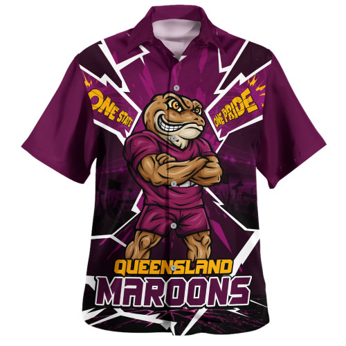 Queensland Maroons Hawaiian Shirt Cracked Origin Fury Rise