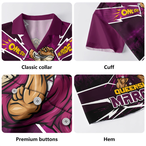 Queensland Maroons Hawaiian Shirt Cracked Origin Fury Rise