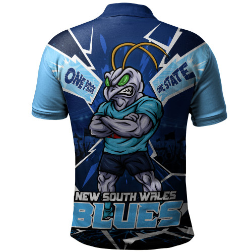 New South Wales Blues Polo Shirt Cracked Origin Fury Rise