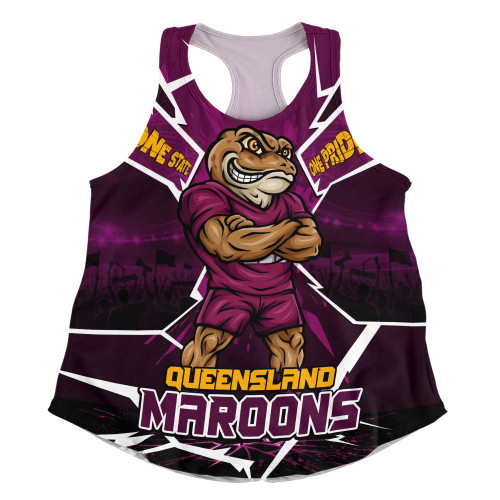 Queensland Maroons Women Racerback Singlet Cracked Origin Fury Rise