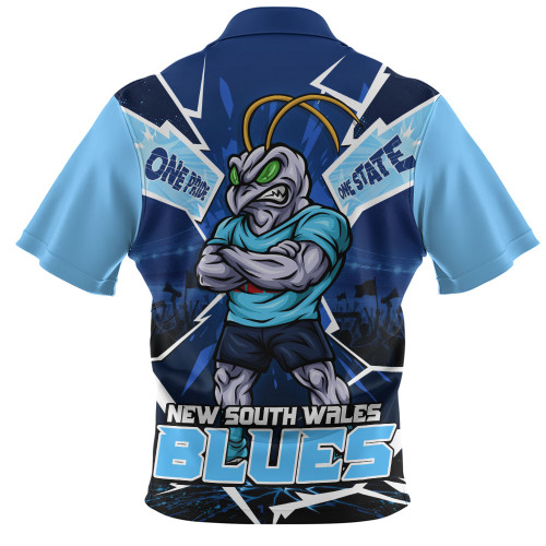 New South Wales Blues Zip Polo Shirt Cracked Origin Fury Rise
