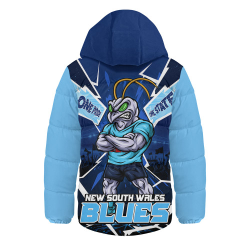 New South Wales Blues Hooded Padded Jacket Cracked Origin Fury Rise