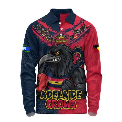 Adelaide Crows Long Sleeve Polo Shirt NAIDOC Week One Spirit One Pride