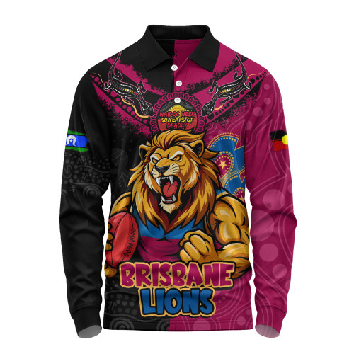 Brisbane Lions Long Sleeve Polo Shirt NAIDOC Week One Spirit One Pride