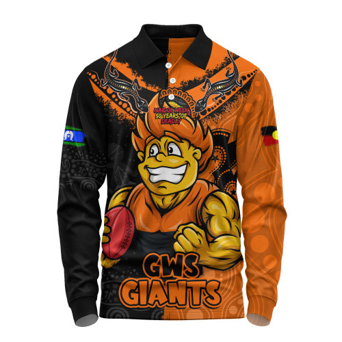 GWS GIANTS Long Sleeve Polo Shirt NAIDOC Week One Spirit One Pride