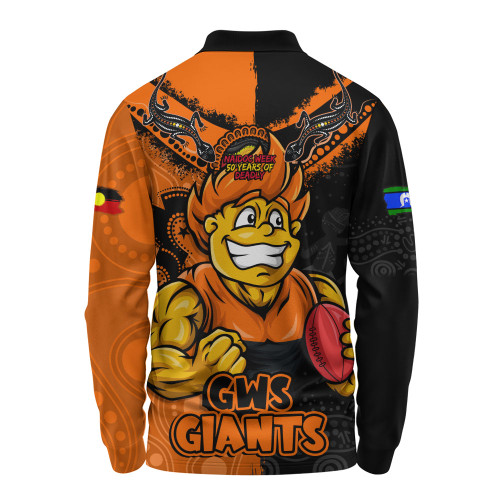 GWS GIANTS Long Sleeve Polo Shirt NAIDOC Week One Spirit One Pride