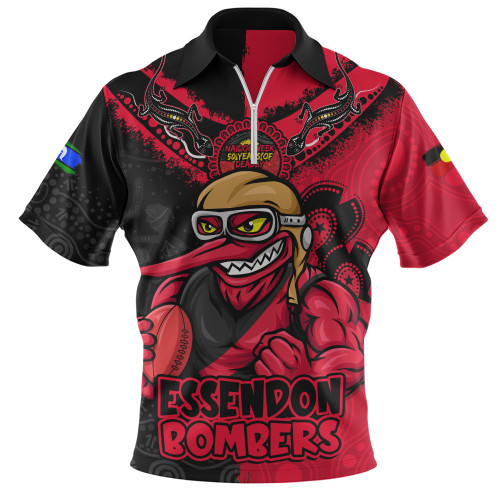 Essendon Zip Polo Shirt NAIDOC Week One Spirit One Pride