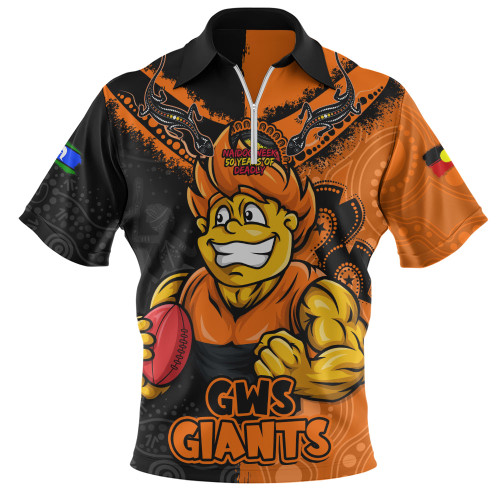 GWS GIANTS Zip Polo Shirt NAIDOC Week One Spirit One Pride