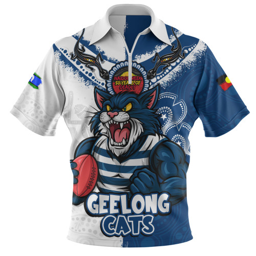 Geelong Cats Zip Polo Shirt NAIDOC Week One Spirit One Pride