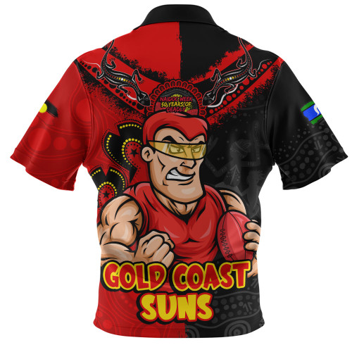 Gold Coast SUNS Zip Polo Shirt NAIDOC Week One Spirit One Pride