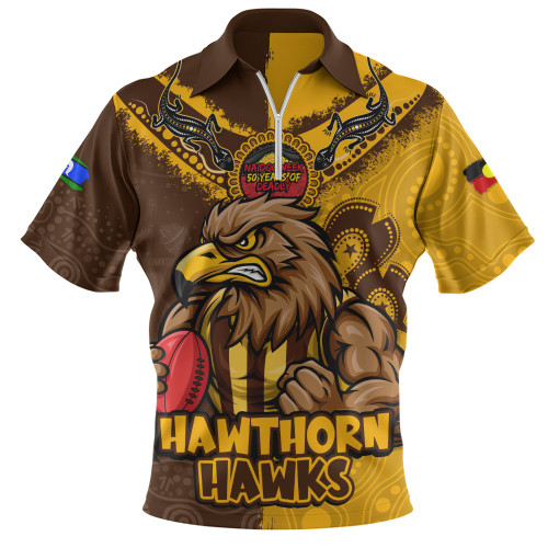 Hawthorn Zip Polo Shirt NAIDOC Week One Spirit One Pride