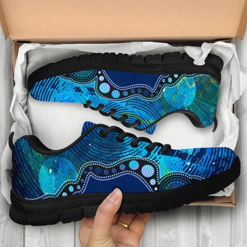 Australia Aboriginal Sneaker - Australia Indigenous Flag Circle Dot Painting Art (Blue) Australia Aboriginal Sneaker - Australia Indigenous Flag Circle Dot Painting Art (Blue)