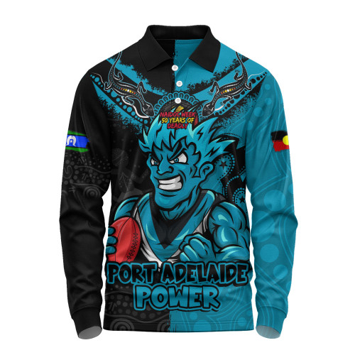 Port Adelaide Long Sleeve Polo Shirt NAIDOC Week One Spirit One Pride