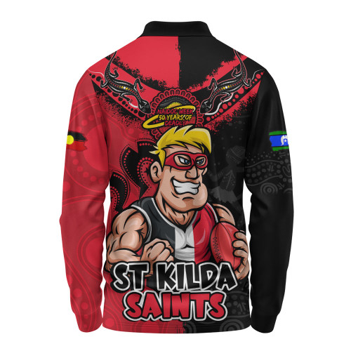 St Kilda Long Sleeve Polo Shirt NAIDOC Week One Spirit One Pride