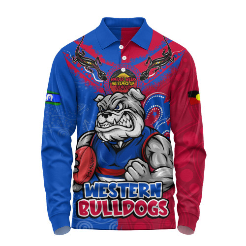 Western Bulldogs Long Sleeve Polo Shirt NAIDOC Week One Spirit One Pride