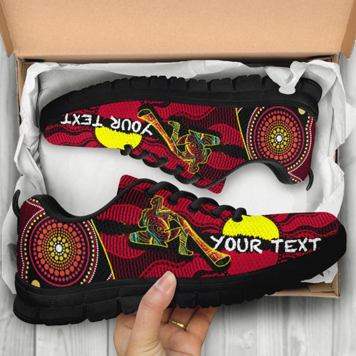 [Custom] Australia Sneaker - Australia Aboriginal Dots With Didgeridoo Black