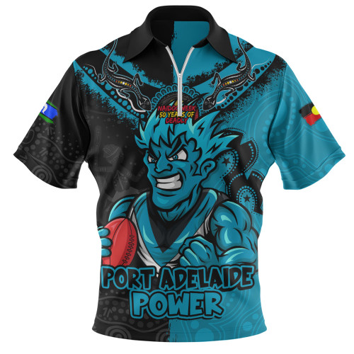 Port Adelaide Zip Polo Shirt NAIDOC Week One Spirit One Pride