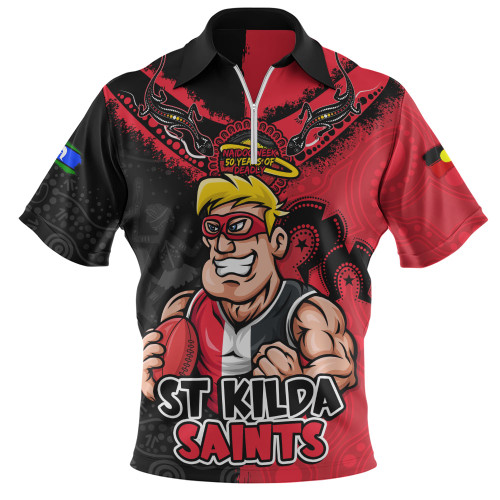 St Kilda Zip Polo Shirt NAIDOC Week One Spirit One Pride