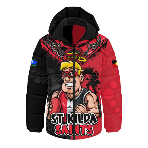 St Kilda Hooded Padded Jacket NAIDOC Week One Spirit One Pride
