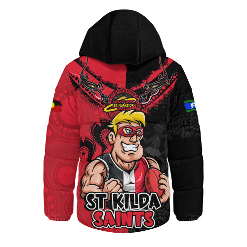 St Kilda Hooded Padded Jacket NAIDOC Week One Spirit One Pride