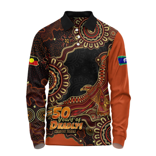 Indigenous Australian Aboriginal Long Sleeve Polo Shirt Naidoc Eagle Spirit Of Country