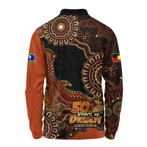 Indigenous Australian Aboriginal Long Sleeve Polo Shirt Naidoc Eagle Spirit Of Country