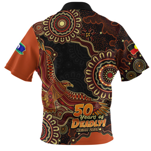 Indigenous Australian Aboriginal Zip Polo Shirt Naidoc Eagle Spirit Of Country
