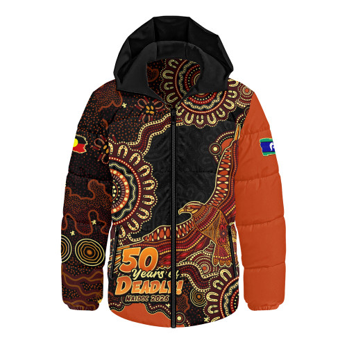 Indigenous Australian Aboriginal Hooded Padded Jacket Naidoc Eagle Spirit Of Country