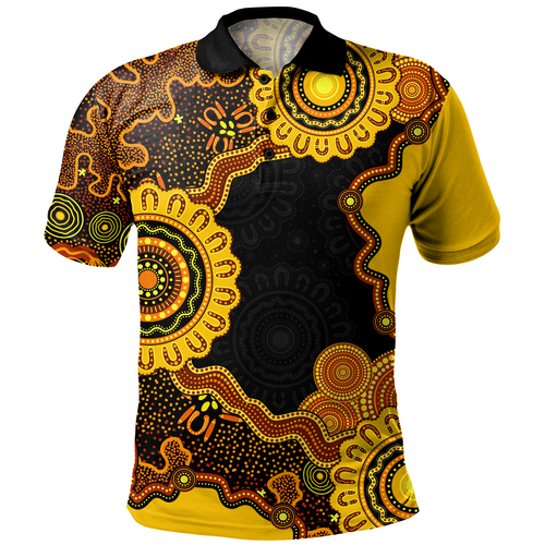 Indigenous Australian Aboriginal Polo Shirt Connected By Flow And Spirit