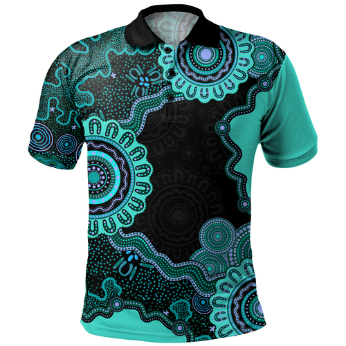 Indigenous Australian Aboriginal Polo Shirt Connected By Flow And Spirit