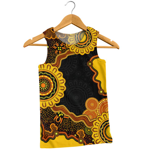 Indigenous Australian Aboriginal Men Singlet Connected By Flow And Spirit