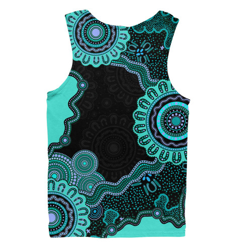 Indigenous Australian Aboriginal Men Singlet Connected By Flow And Spirit
