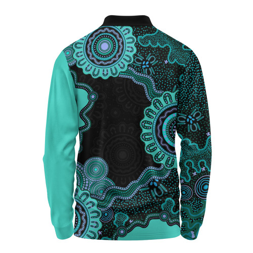 Indigenous Australian Aboriginal Long Sleeve Polo Shirt Connected By Flow And Spirit