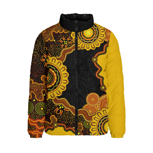 Indigenous Australian Aboriginal Padded Jacket Connected By Flow And Spirit