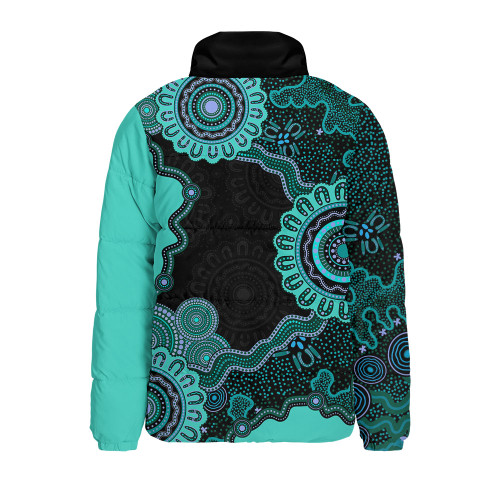 Indigenous Australian Aboriginal Padded Jacket Connected By Flow And Spirit