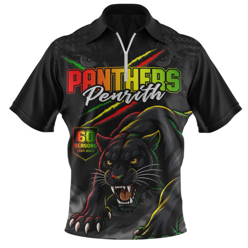 Penrith Panthers Zip Polo Shirt Honouring 60 Seasons Of Fierce Legacy