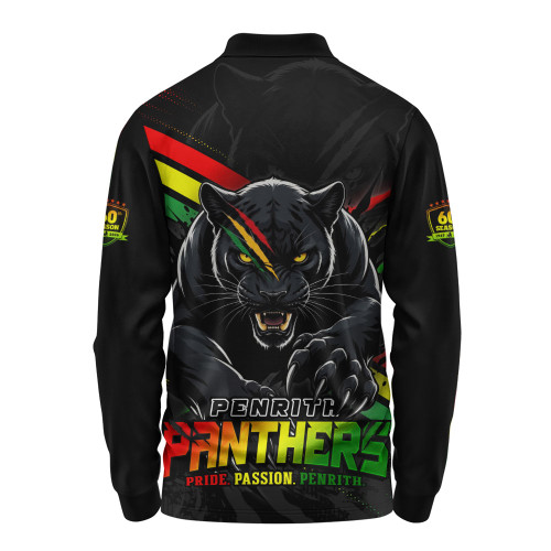 Penrith Panthers Long Sleeve Polo Shirt Breaking Limits Through 60 Seasons