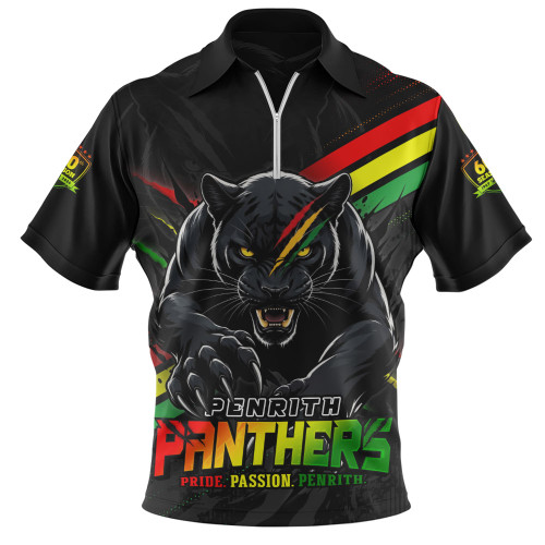 Penrith Panthers Zip Polo Shirt Breaking Limits Through 60 Seasons
