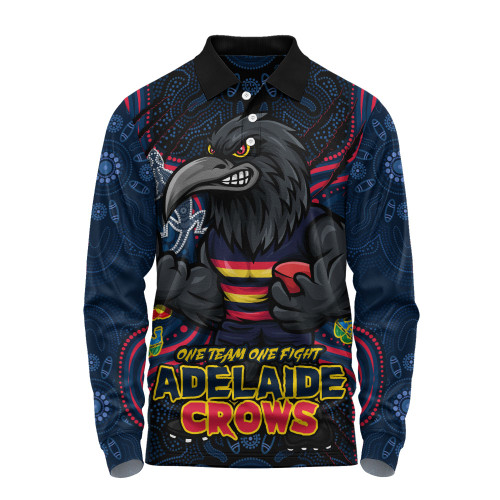 Adelaide Crows Long Sleeve Polo Shirt One Team One Fight