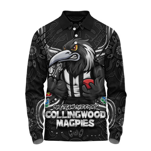 Collingwood Long Sleeve Polo Shirt One Team One Fight