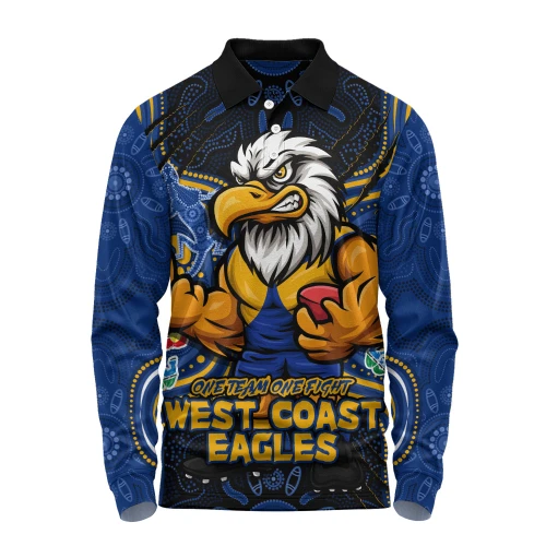 West Coast Eagles Long Sleeve Polo Shirt One Team One Fight