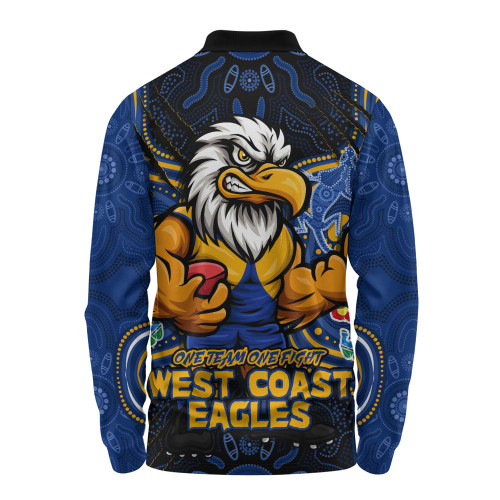 West Coast Eagles Long Sleeve Polo Shirt One Team One Fight