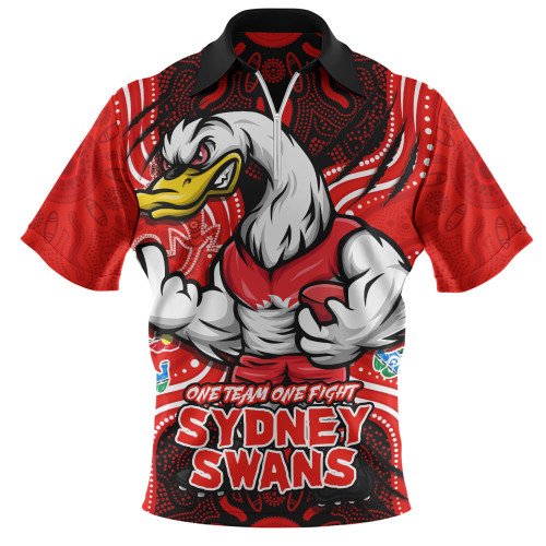 Sydney Swans Zip Polo Shirt One Team One Fight